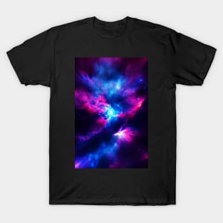 The Cosmic Canvas - Blue and Purple Nebula T-Shirt
